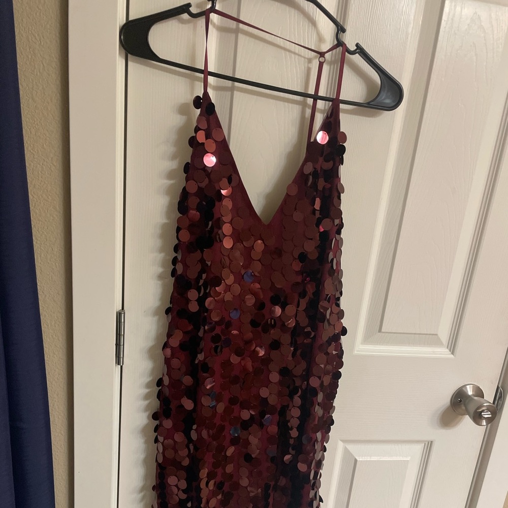 Red sequined dress